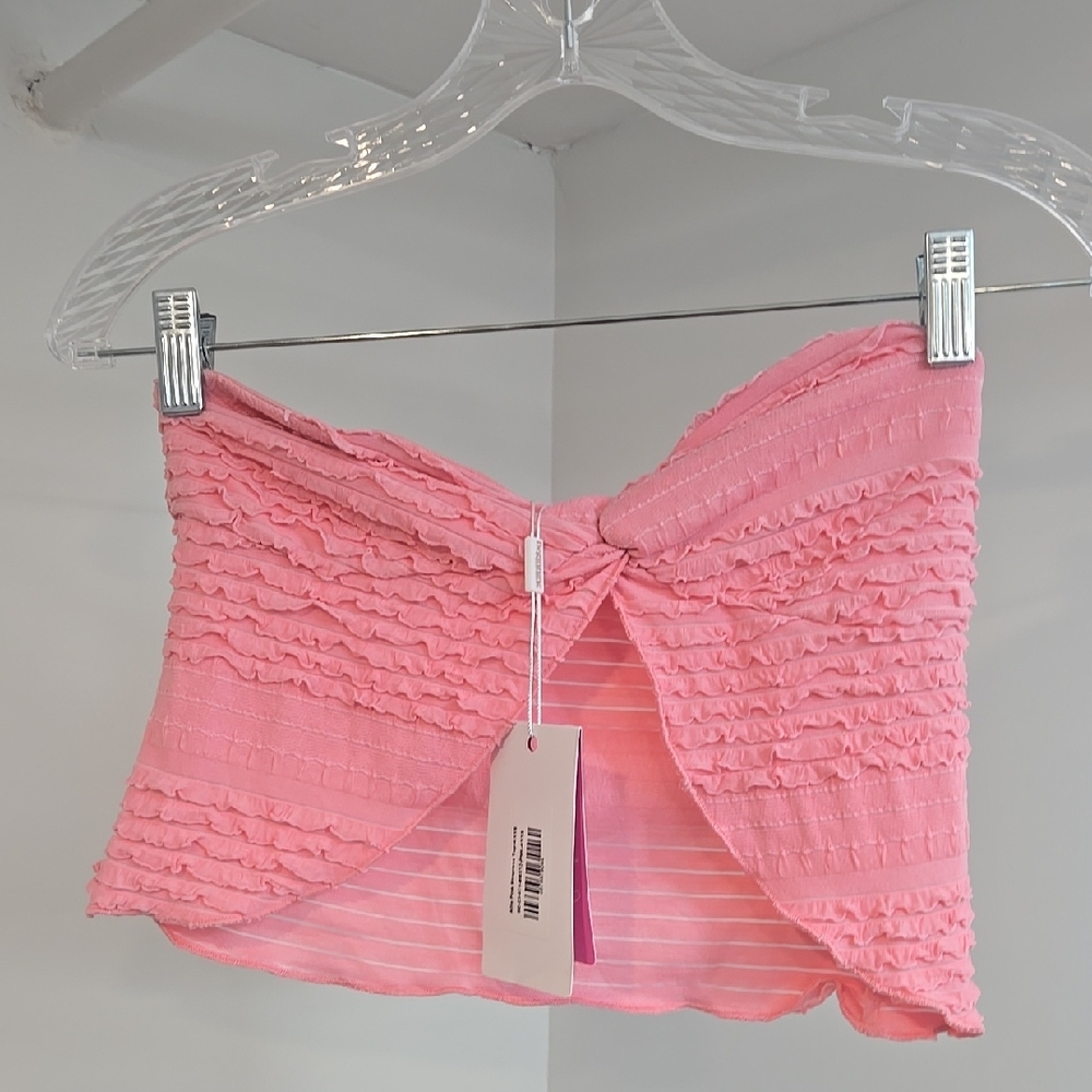 Beginning Boutique Pink Lace Bandeau Top